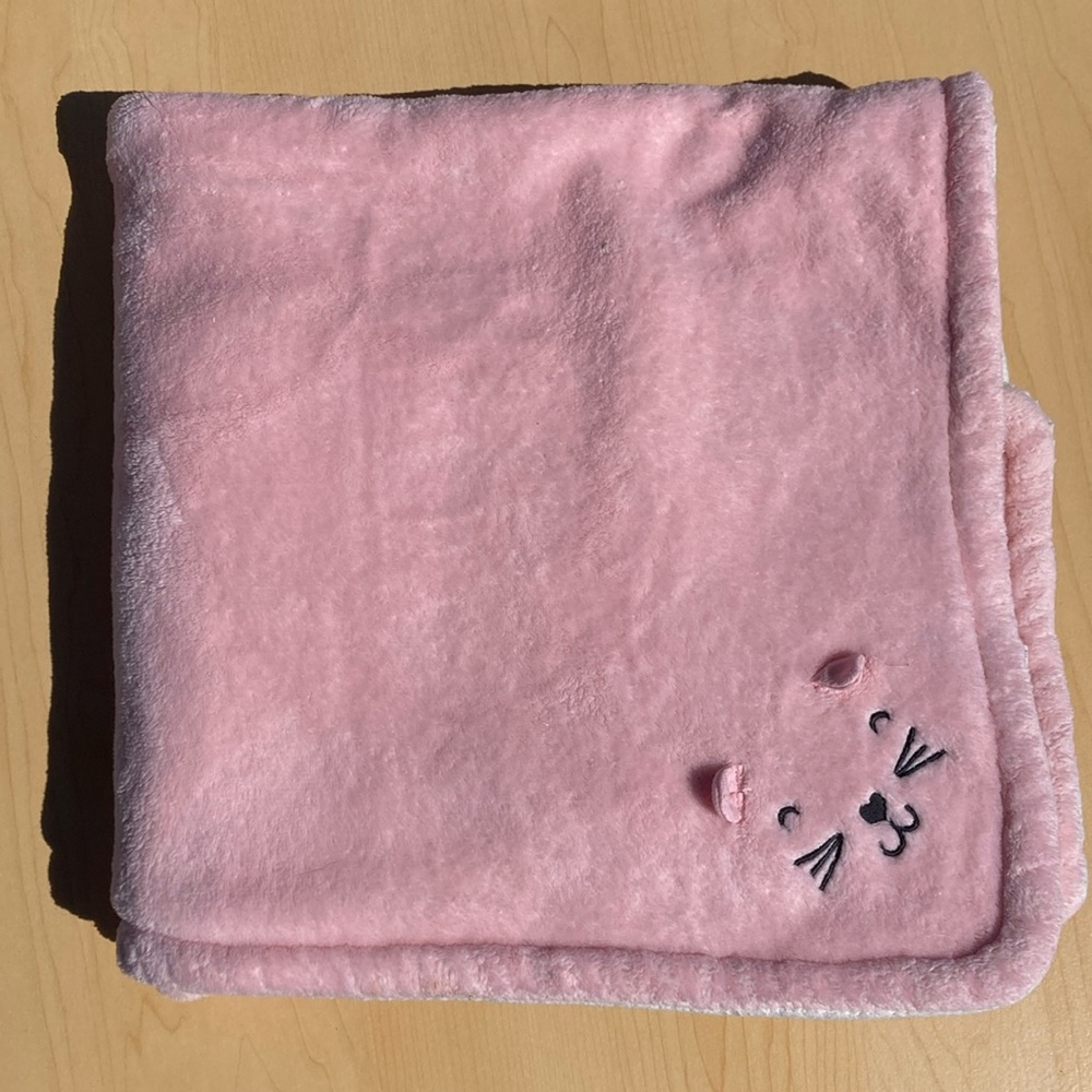 Carters Pink Kitten Baby Blanket
